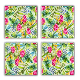 Hermia Set de 4 Posavasos de Piedra Natural Multicolor